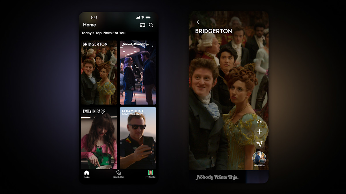 AI-gestuurde zoekfunctie in de Netflix-app voor gepersonaliseerde aanbevelingen.